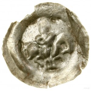 Brakteat, (lata 30 XIII w.); Książę na koniu w prawo, z...