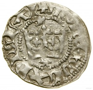 Demi-penny couronné, (1403), Cracovie ; Av : couronne, en dessous g...