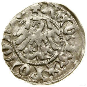 Demi-penny couronné, (1403), Cracovie ; Av : couronne, en dessous g...