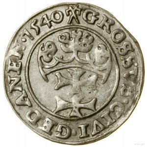 Grosz, 1540, Gdansk; on obverse end of PRVS legend; ...