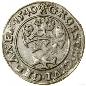 Grosz, 1540, Gdansk; on obverse end of PRVS legend; ...