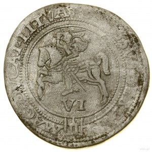 Szóstak, 1562, Wilno; Aw: Popiersie władcy w koronie w ...