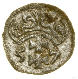 Denarius, 1557, Gdansk; variety with decorative crown; Bialk.-S...