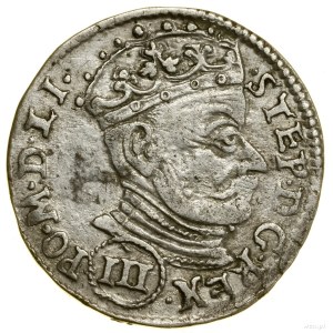 Trojak, 1580, Vilnius; denominazione III in uno scudo circolare u...