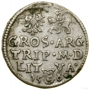Trojak, 1580, Vilnius; Bezeichnung III in einem runden Schild u zu...