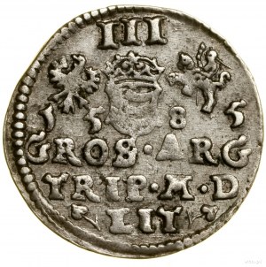 Trojak, 1585, Vilnius; a variation without the Fox coat of arms emblem on the awe...