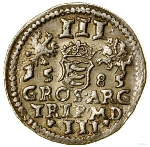 Trojak, 1585, Wilno; odmiana z godłem herbu Lis pod pop...
