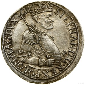 Thaler, 1585, Nagybánya; Av: Halbfigur des Königs nach rechts, in ...