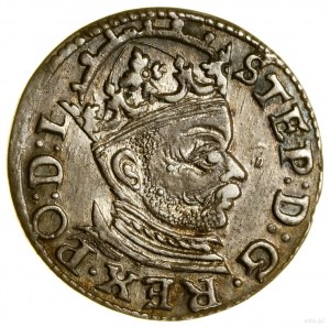 Trojak, 1583, Riga ; couronne de roi avec rosettes ; Iger R.83....