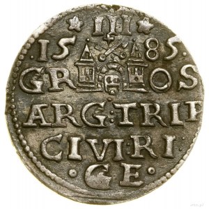 Trojak, 1585, Ryga; mała głowa króla; Iger R.85.1 (R) -...