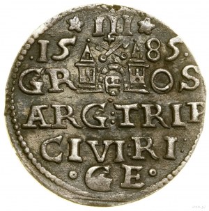 Trojak, 1585, Riga; malá kráľovská hlava; Iger R.85.1 (R) -...