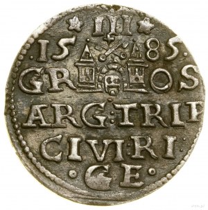 Trojak, 1585, Ryga; mała głowa króla; Iger R.85.1 (R) -...