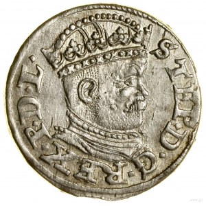 Trojak, 1586, Riga; small king's head, no decoration after...