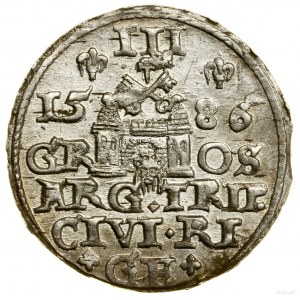 Trojak, 1586, Riga; small king's head, no decoration after...