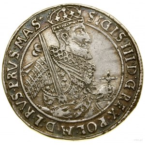 Halbtalar, 1628, Bydgoszcz; Av: Halbfigur des Königs mit einer Schärpe....