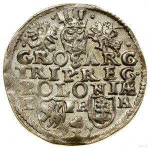 Trojak, 1597, Poznan; Büste mit kleiner fächerförmiger Krone...