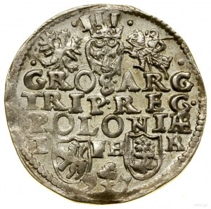 Trojak, 1597, Poznań; bust with small fan-shaped kr...