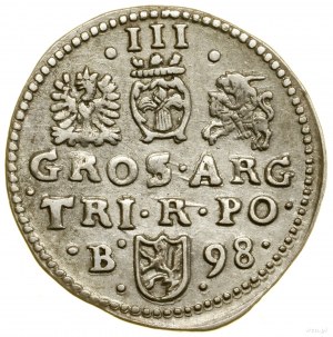 Trojak, 1598, Bydgoszcz; on the reverse an abbreviated date after p...