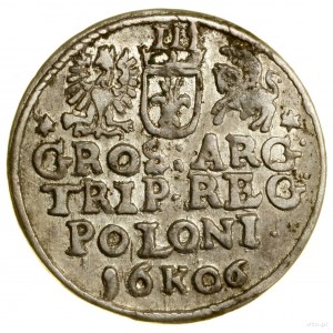 Trojak, 1606, Kraków; in the obverse legend PO M D L, on r....