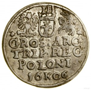 Trojak, 1606, Kraków; in the obverse legend PO M D L, on r....
