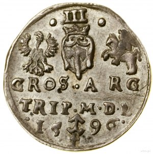 Trojak, 1596, Vilnius; al dritto legenda M D L, al rovescio....