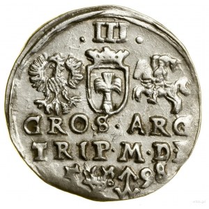 Trojak, 1598, Vilnius; in basso una testa di bue e lo stemma Chalecki,...