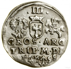 Trojak, 1598, Vilnius; v dolnej časti volská hlava a erb Chaleckých,...