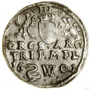 Trojak, 1601, Vilnius ; au revers, la date 16 - 01 rozdzielo...