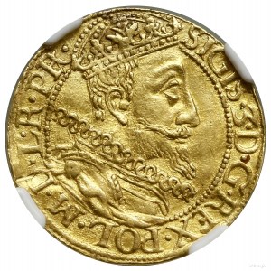 Ducat, 1611, Gdansk; Av: Bust of the king in a large orifice....