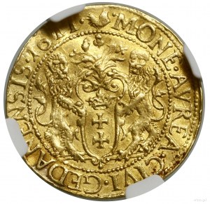 Ducat, 1611, Gdansk; Av: Bust of the king in a large orifice....