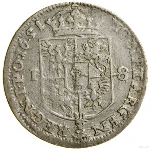 Ort, 1651, Wschowa; Büste des Königs mit Lorbeerkranz, ...