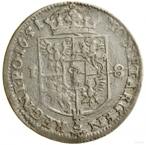Ort, 1651, Wschowa; busto del re con corona d'alloro, ...