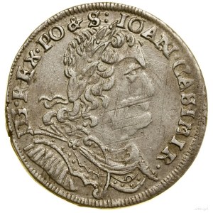 Ort, 1653, Wschowa ; buste du roi portant une couronne de laurier n...