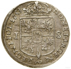 Ort, 1653, Wschowa ; buste du roi portant une couronne de laurier n...