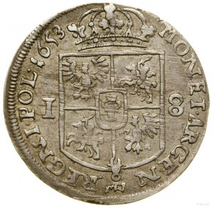 Ort, 1653, Wschowa; popiersie króla w wieńcu laurowym n...