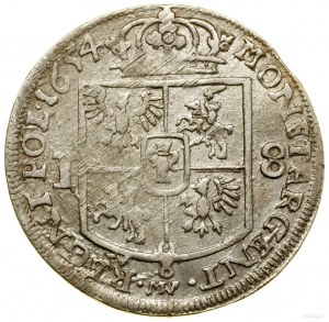 Ort, 1654, Wschowa; in the obverse legend IOAN CASIM, in the le...