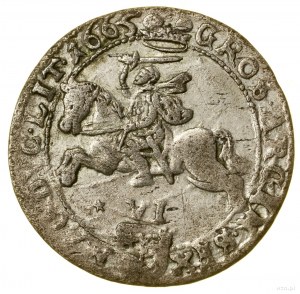 Szóstak, 1665, Vilnius; in the obverse legend IOA CASI...POL....