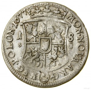 Ort, 1677, Bydgoszcz; tip of obverse legend P, letters....