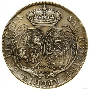 Thaler, 1733 IGS, Dresde ; Av : Buste du roi à droite, D....