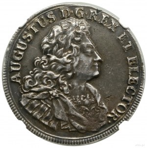 2/3 thaler (florin), 1709, Dresde ; Av : Buste du roi ...