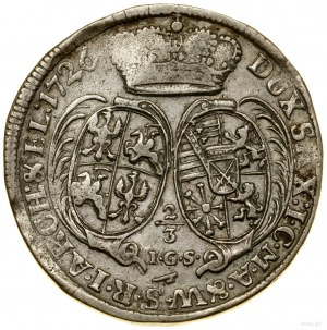 2/3 talara (gulden), 1726 IGS, Drezno; Popiersie władcy...