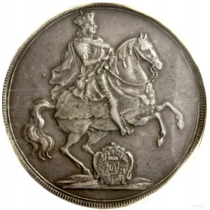 Tallero del vicario, 1711, Dresda; Av: Re a cavallo in pra...
