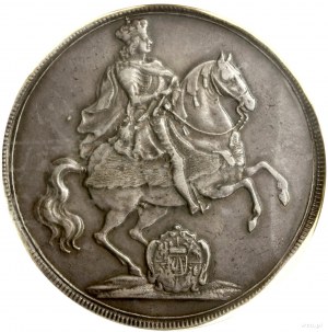 Tallero del vicario, 1711, Dresda; Av: Re a cavallo in pra...