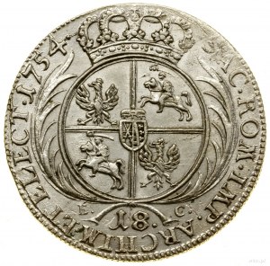 Ort, 1754 EC, Lipsk; węższe popiersie władcy, z owalnym...