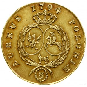 3 dukaty (stanislaus d’or), 1794, Warszawa; Aw: Głowa w...