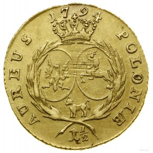 1 1/2 ducats (1/2 stanislaus d'ora), 1794, Warsaw; Av....
