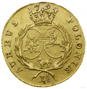 1 1/2 ducats (1/2 stanislaus d'ora), 1794, Warsaw; Av....
