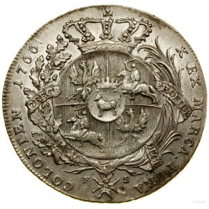 Thaler, 1766 FS, Varsovie ; Av : Buste du roi en armure, ...