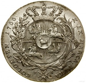 Thaler, 1766 FS, Varsovie ; Av : Buste du roi en armure, ...