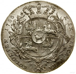 Thaler, 1766 FS, Warsaw; Av: Bust of king in armor, ...
